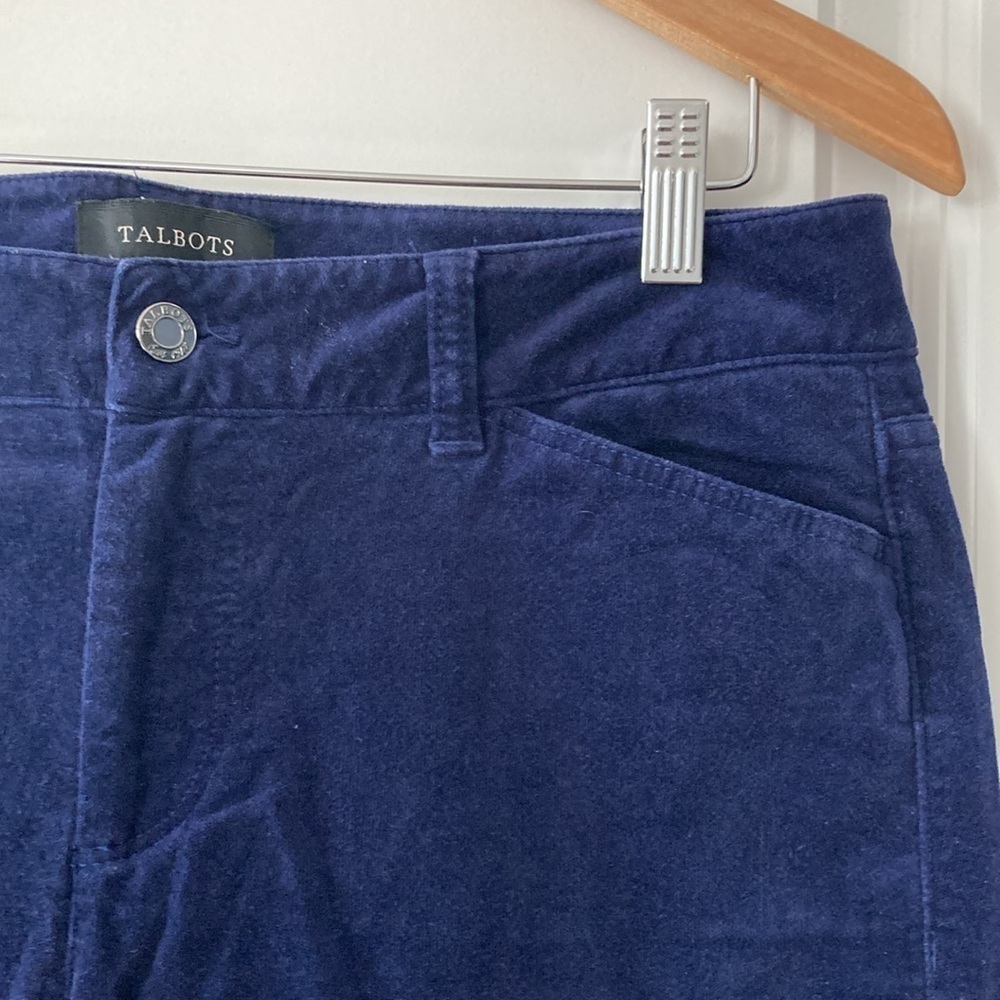 Talbots 10 blue pants curvy velour - Picture 7 of 13